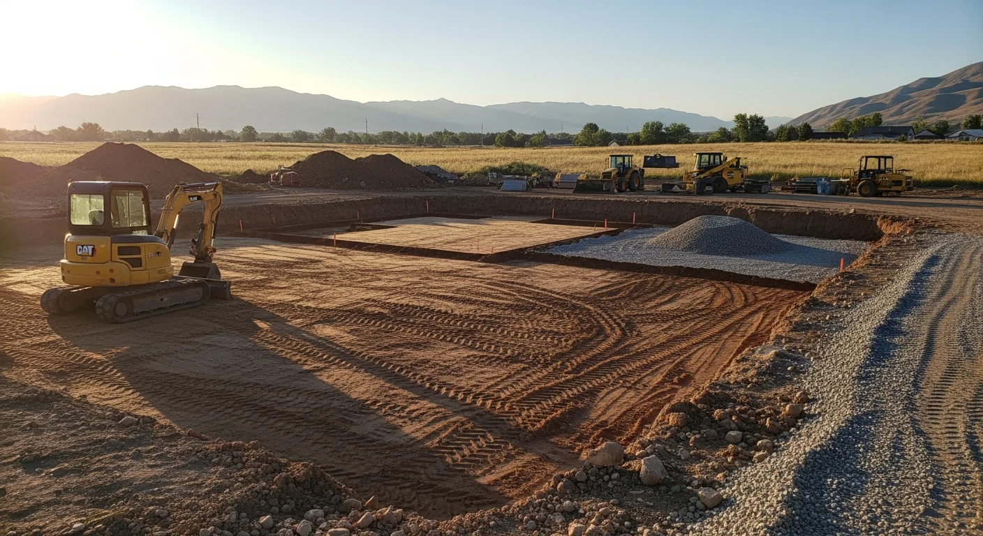 Excavation equipment preparing a construction site in Utah