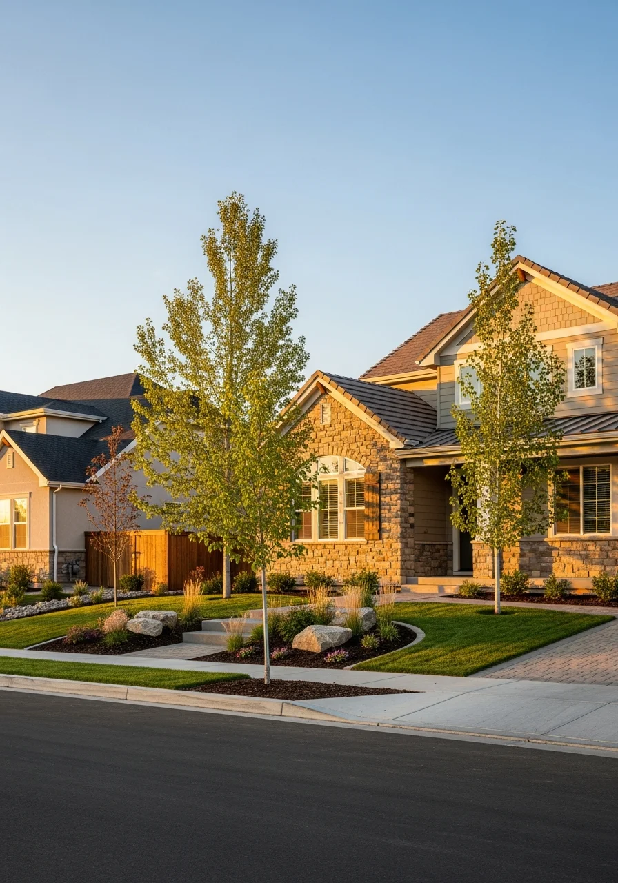 Completed home exterior in Sandy showing quality finishes and landscaping in family neighborhood.